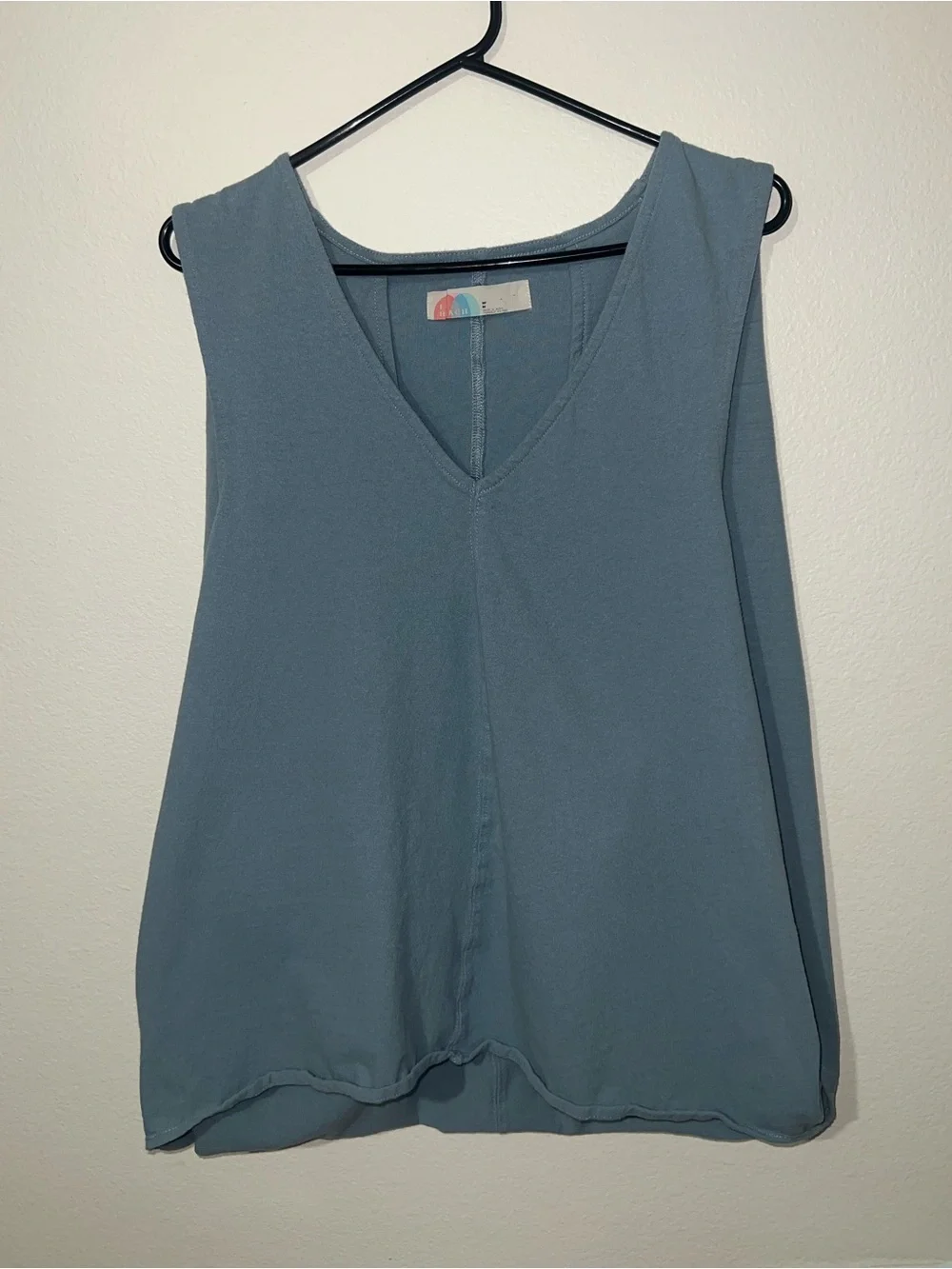 Free People Beach Relaxed Swing-Style V -Neck Tank Top (Dusty Blue)